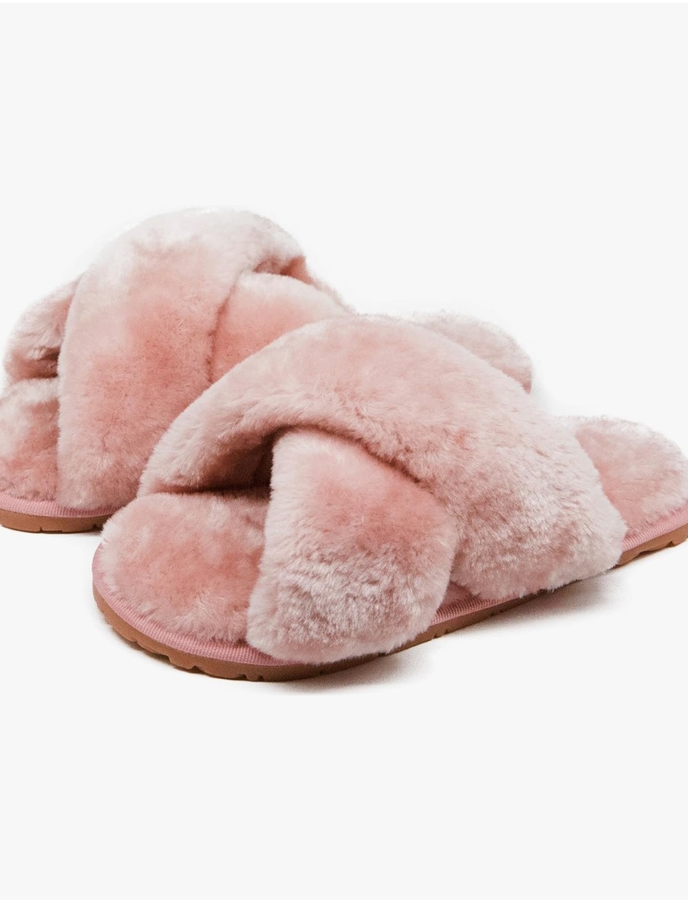 Chic Nation Blush Pink Crisscross Faux-Fur Slide Slippers
